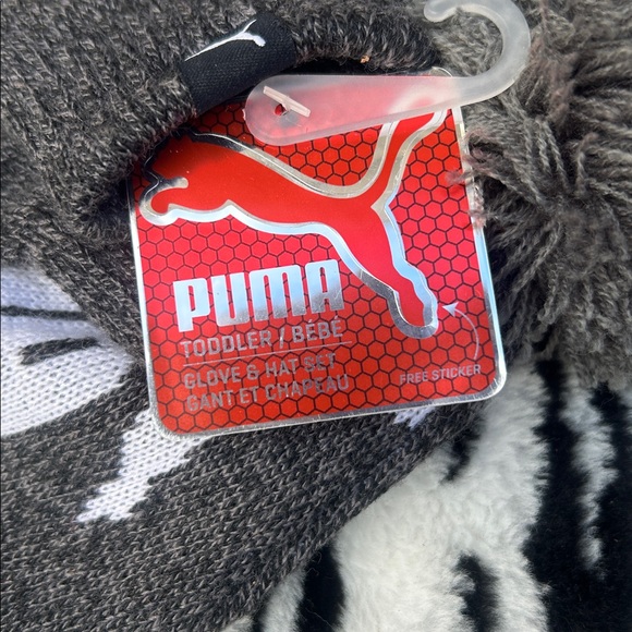 Toddler Puma Charcoal Knit Beanie and Gloves Set - Picture 3 of 3